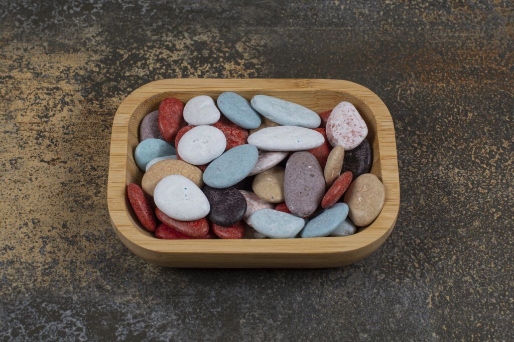 creative garden art with stones and pebbles