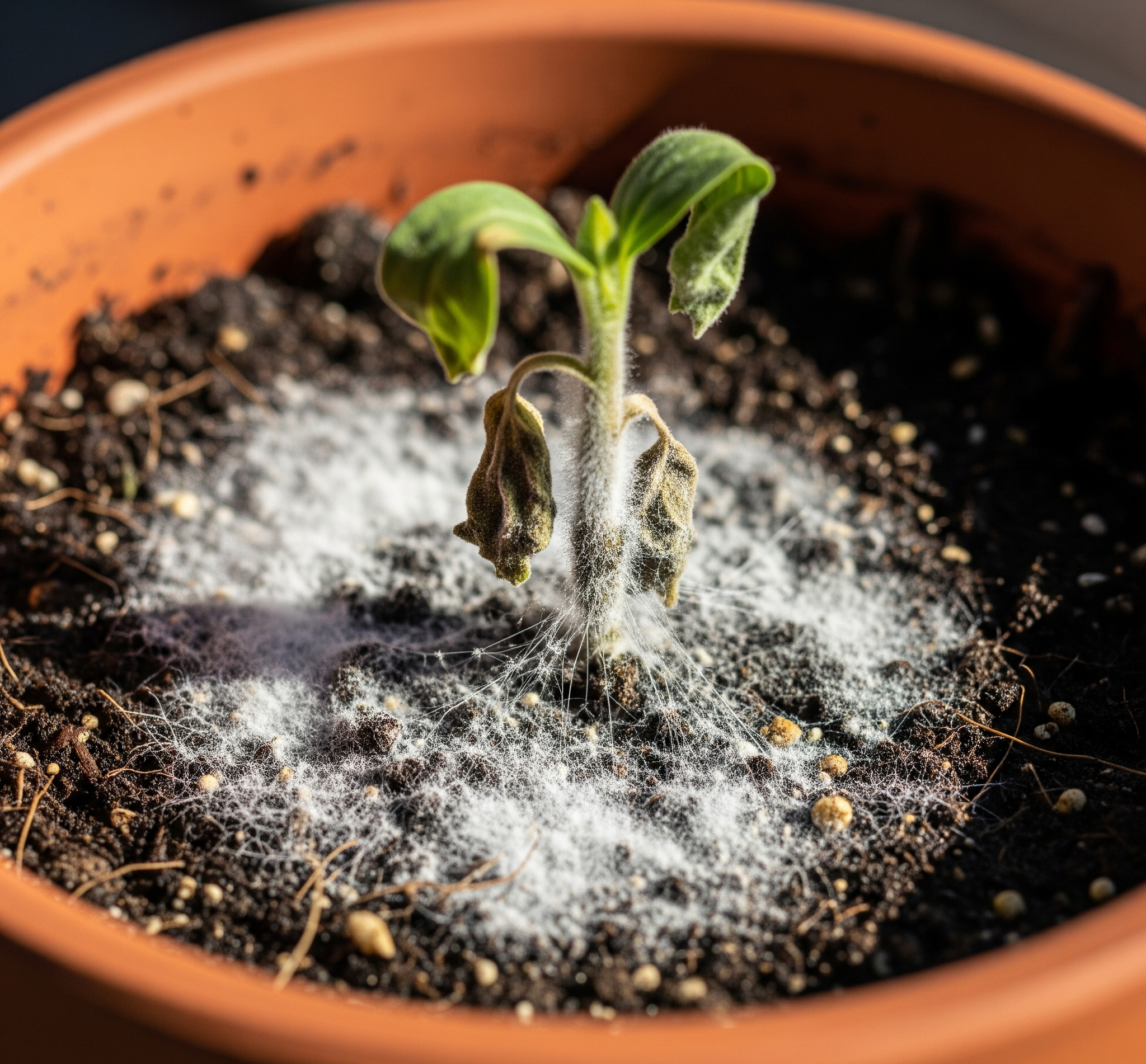 White Mold Affecting Seedlings