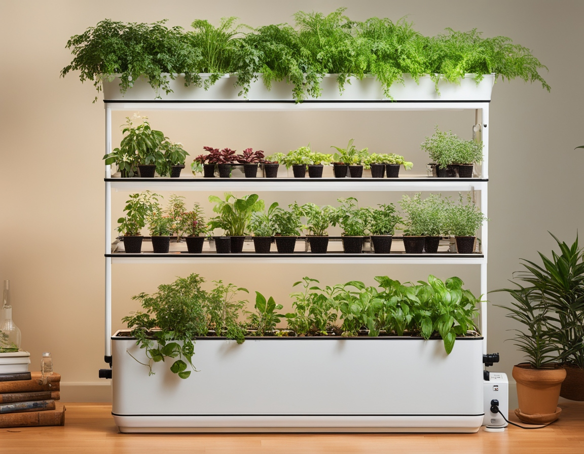 pump-based self-watering system for an indoor vertical garden.