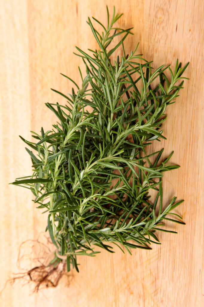 rosemary on a wooden board
